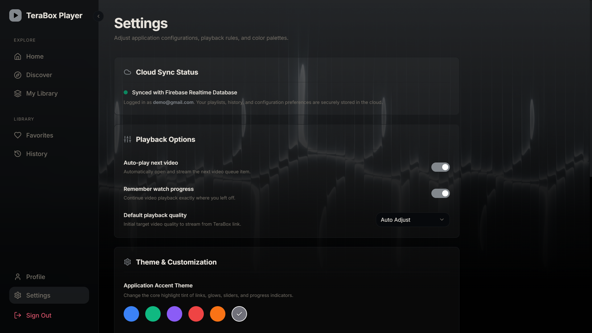 TeraPlay settings page